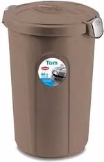 Bidone con coperchio a clip TOM Stefanplast, colore tortora, capacità 46 l
