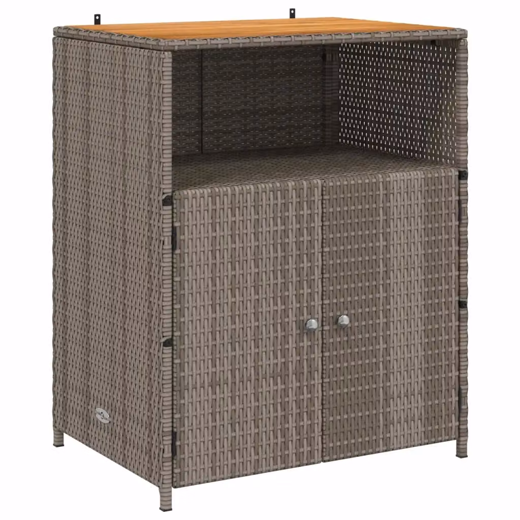 Armadietto vidaXL in legno di acacia e rattan grigio con ante a battente, L/P/H: 70 x 50 x 87 cm – 2