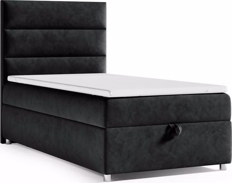 Best for Home Letto boxspring con contenitore Trinity K4-SINGLE 100x200 Materasso a molle Bonell incl. topper - Nero