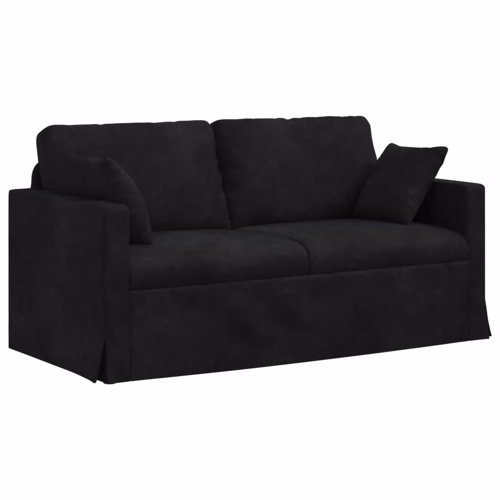 vidaXL Divano Moderno in Velluto Nero con Cuscini e Coperture Rimovibili L: 158 cm, P: 78 cm, H: 80 cm – 2