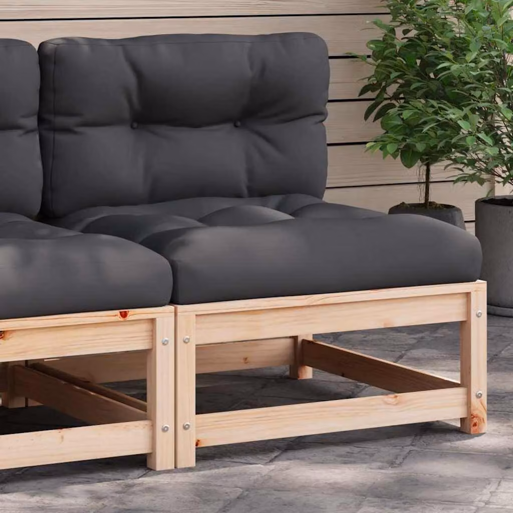 vidaXL Divano da giardino senza braccioli in legno massello di pino con cuscini color antracite, marrone o grigio