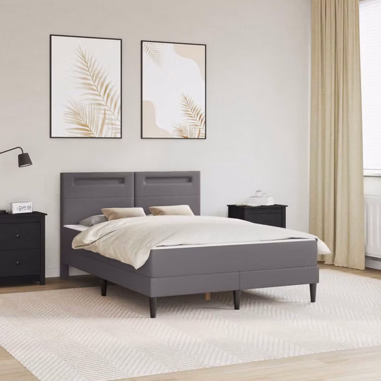 Struttura del letto con testiera vidaXL in similpelle grigia, L/P/H: 140 x 190 x 96 cm