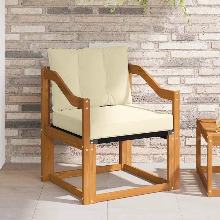 vidaXL Divano da esterno moderno in legno di acacia massello con cuscini in tessuto beige e marrone