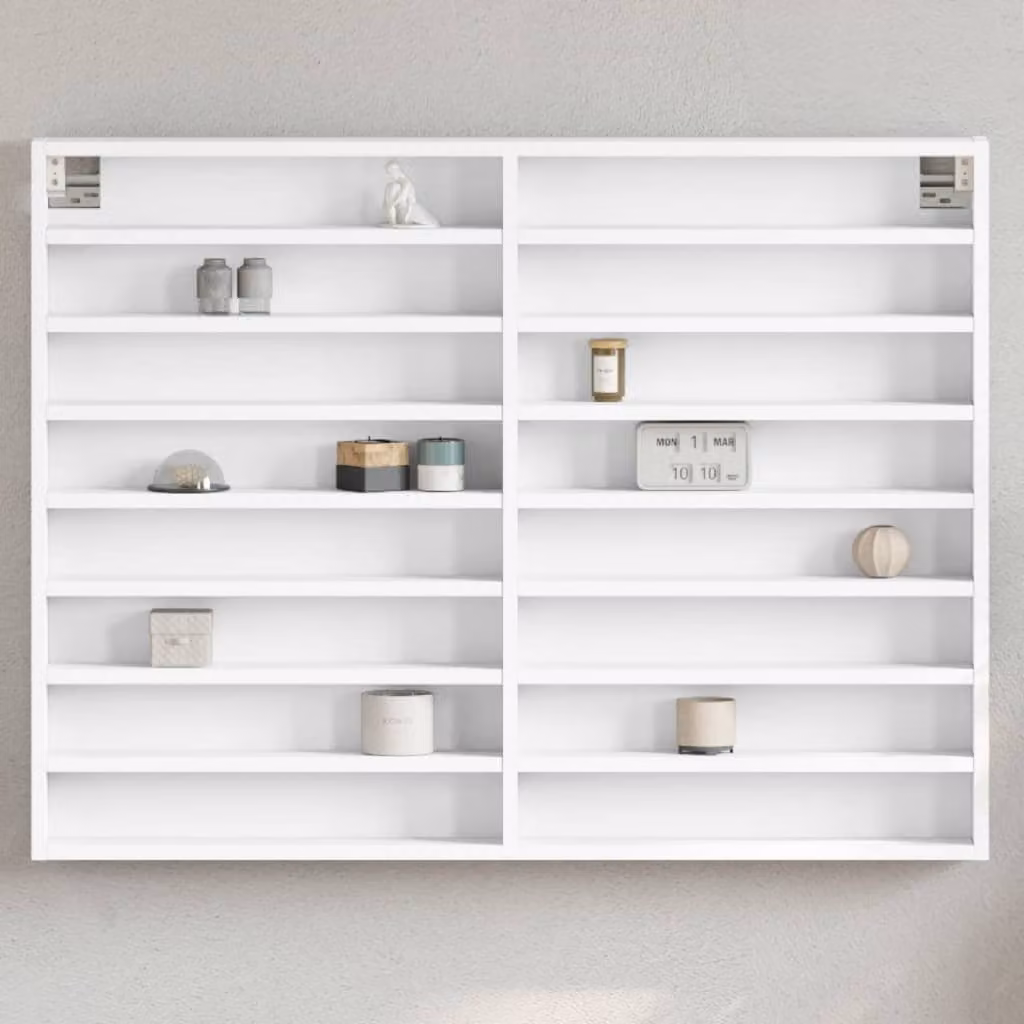 Armadietto con Vetrina da Parete vidaXL Bianco in Legno e MDF con Ante in Vetro L 100 x P 8,5 x H 75 cm