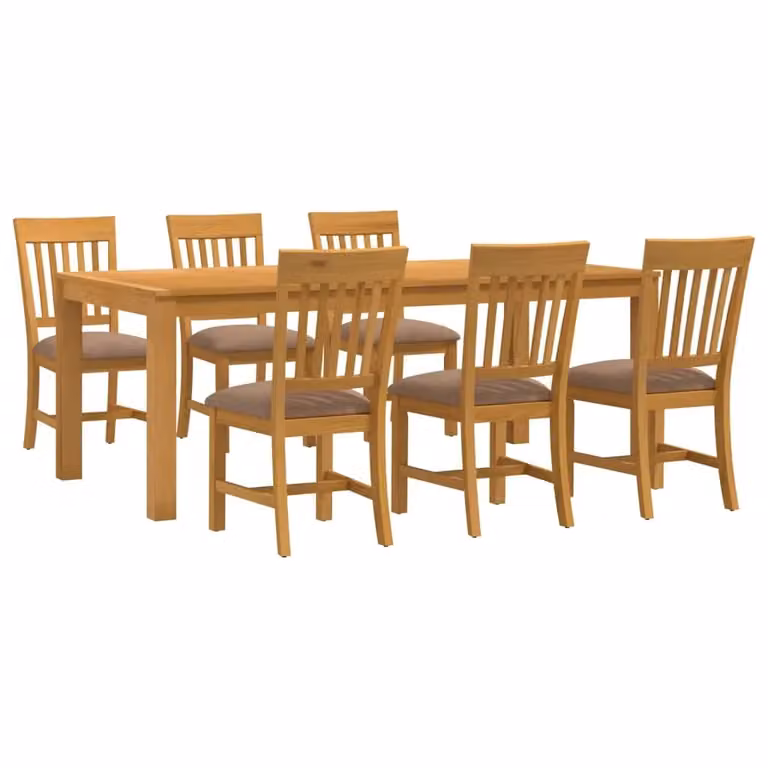 Set da pranzo moderno vidaXL in legno di quercia composto da tavolo rettangolare e 6 sedie, Grigio e Marrone