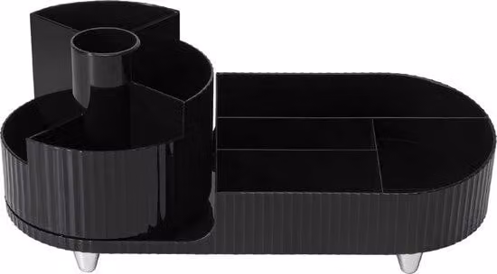 Portacosmetici girevole a 360 gradi, organizer da toeletta, contenitore da toeletta per cassettiera, bagno, camera da letto (nero)