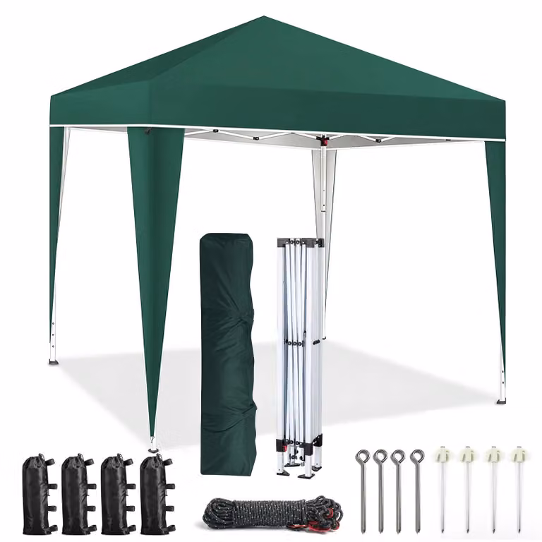 Gazebo pieghevole impermeabile - Gazebo pop-up 3x3 m - Struttura in alluminio - Tessuto Oxford - Per giardino e mercatini - Verde