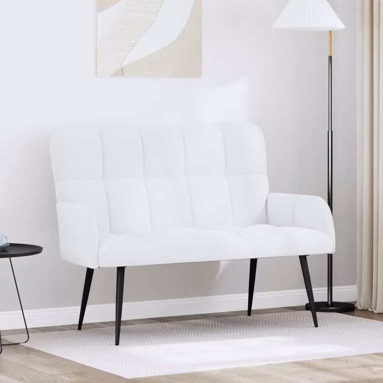 Divano a 2 posti moderno vidaXL in tessuto bianco L: 115 cm, P: 61 cm, H: 87 cm