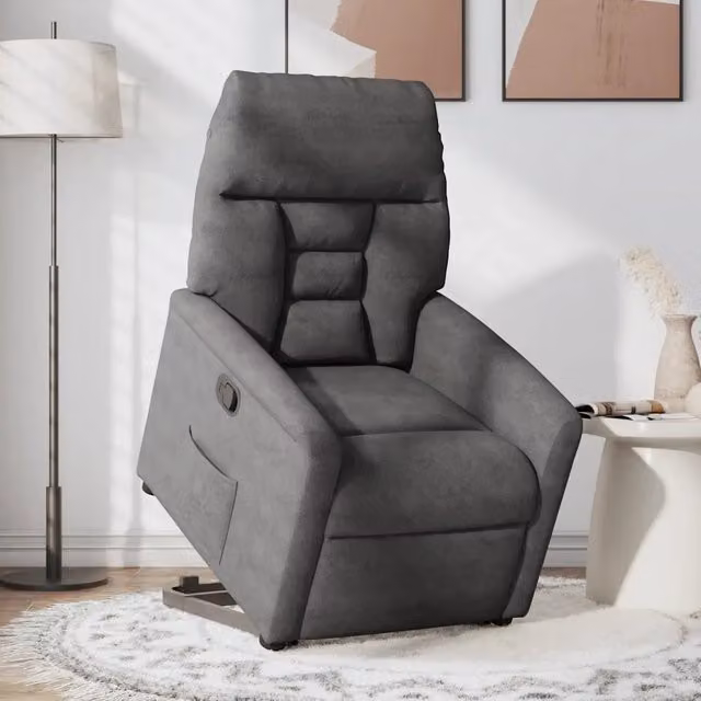 Divano Sedia-Poltrona Alzapersona Reclinabile Grigio Scuro Microfibra