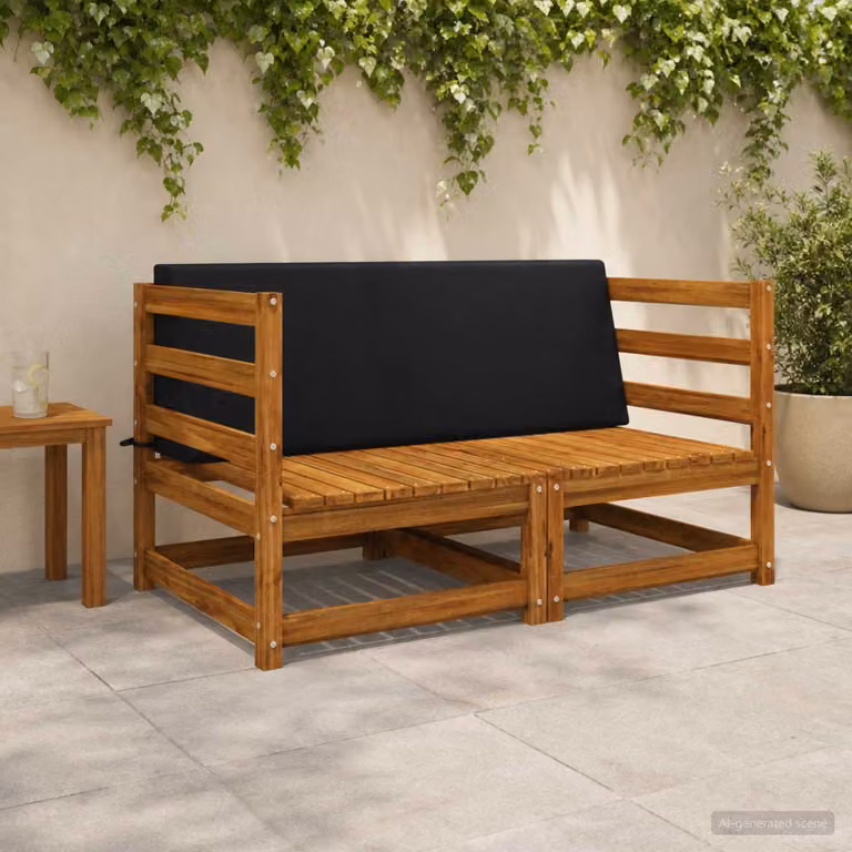 Cuscino schienale vidaXL SOEST in poliestere nero L 120 cm x P 40 cm x H 20 cm
