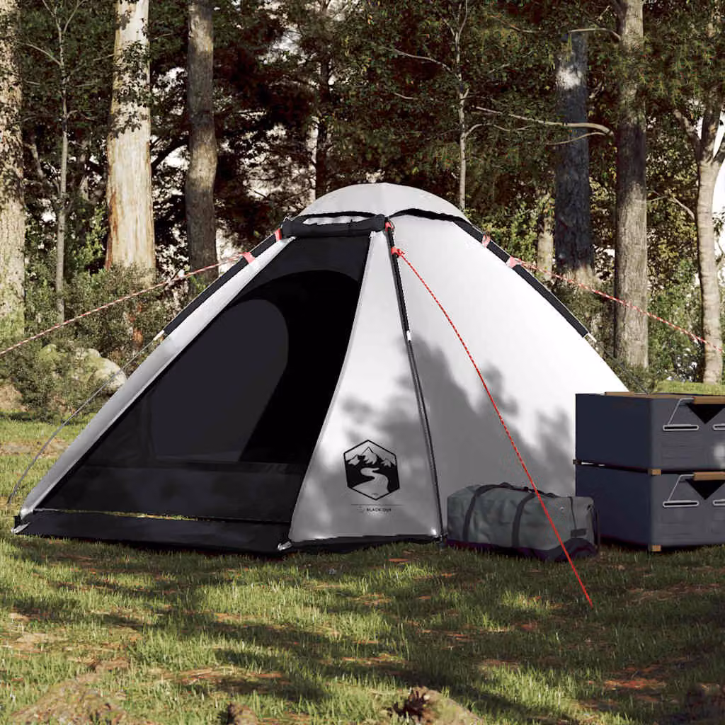 Tenda da campeggio a cupola vidaXL per 4 persone, colore bianco, in tessuto impermeabile in poliestere e fibra di vetro