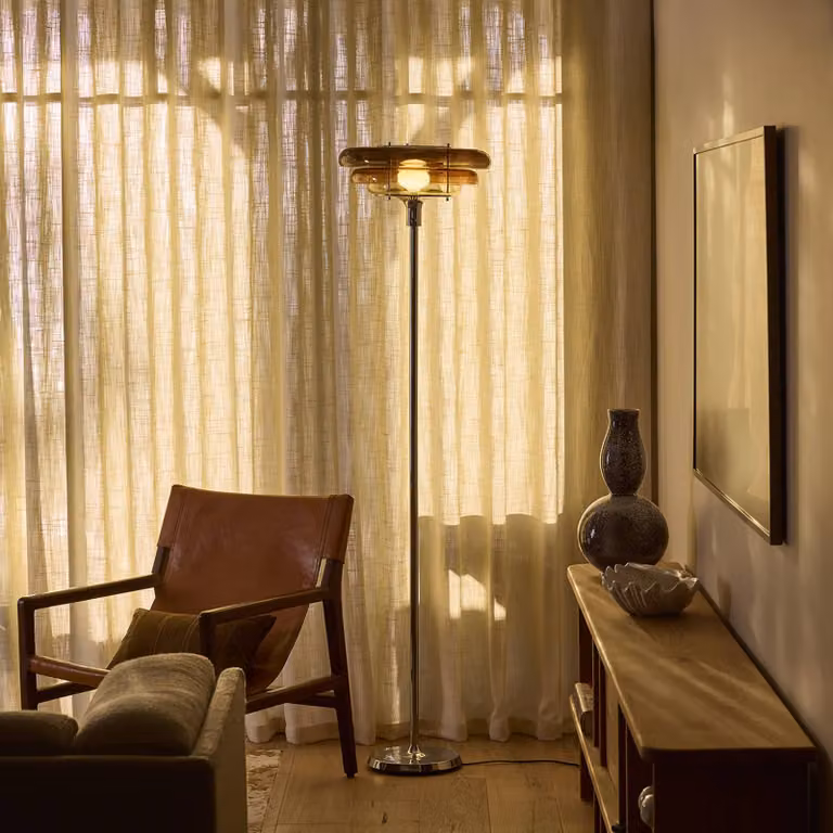 MARKET SET Lampada da terra Sunset, Marrone / Ruggine, Soggiorno / Sala da pranzo, Vetro, Design, Lampada da terra