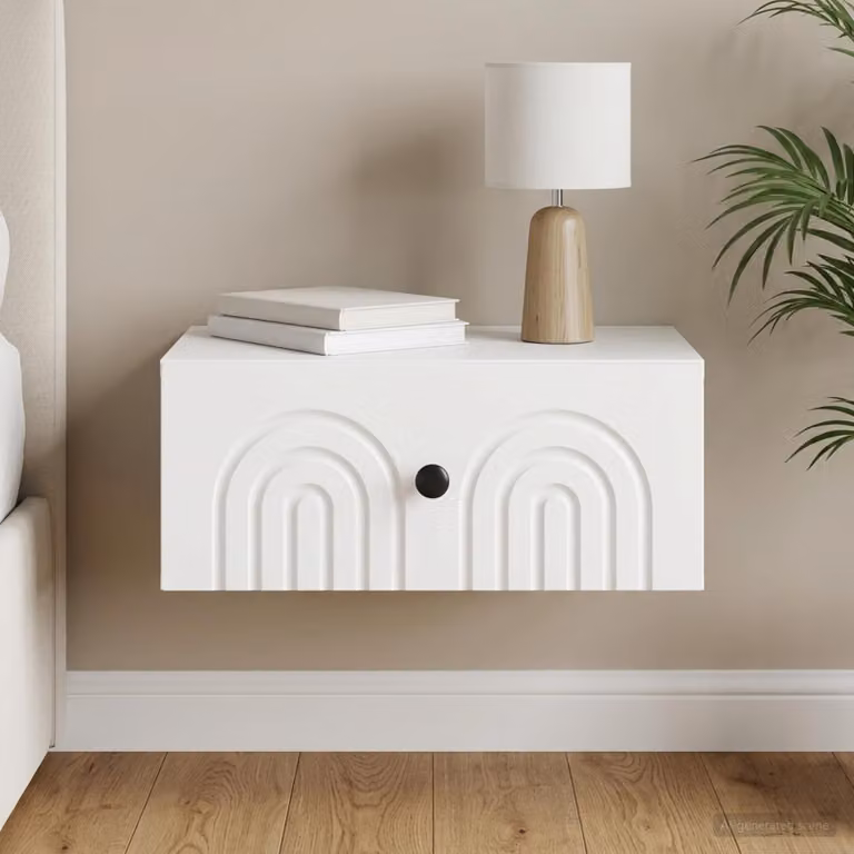 vidaXL Mobiletto da notte sospeso con cassetto Bianco L: 49 cm, P: 34,5 cm, H: 20 cm