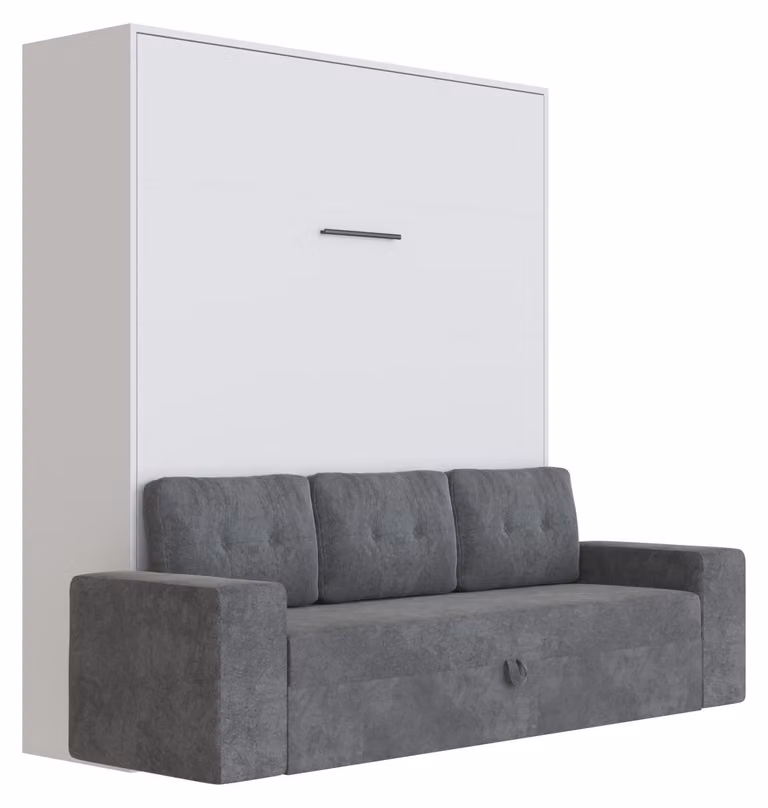 Letto a scomparsa M3 160x200 (profondità 55 cm) verticale Bianco con divano antracite