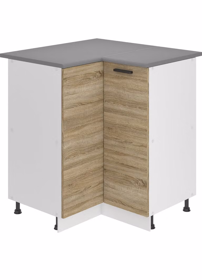Base da cucina Belini, base da cucina larga 90 cm. Base per cucina SNP con piano di lavoro. Mobile da cucina ad angolo con 1 anta, rovere Sonoma