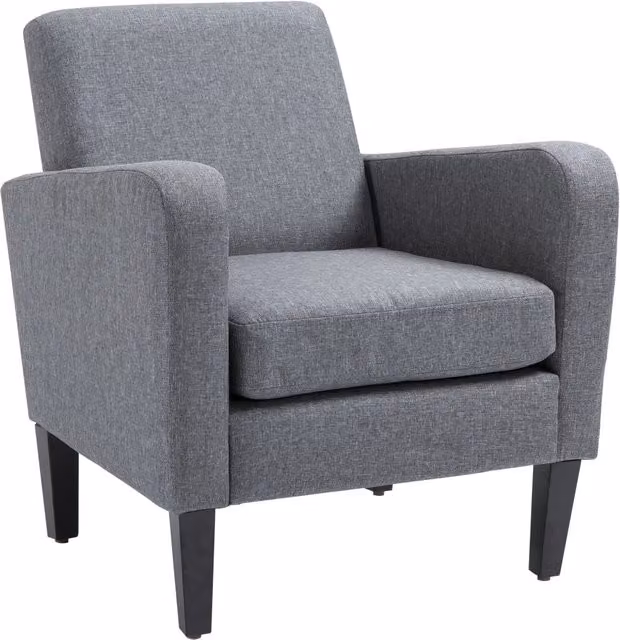 Poltrona reclinabile, poltrona singola imbottita, gambe in legno, tessuto di lino, grigio chiaro, 66x72x74 cm