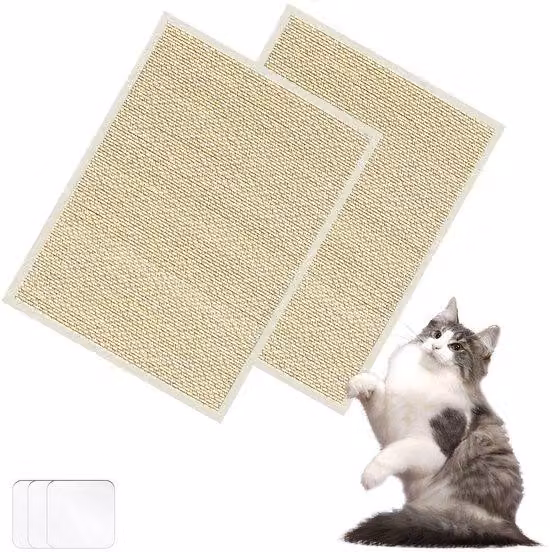 Tappetino per unghie dei gatti, confezione da 2, sisal, autoadesivo, 30x40 cm
