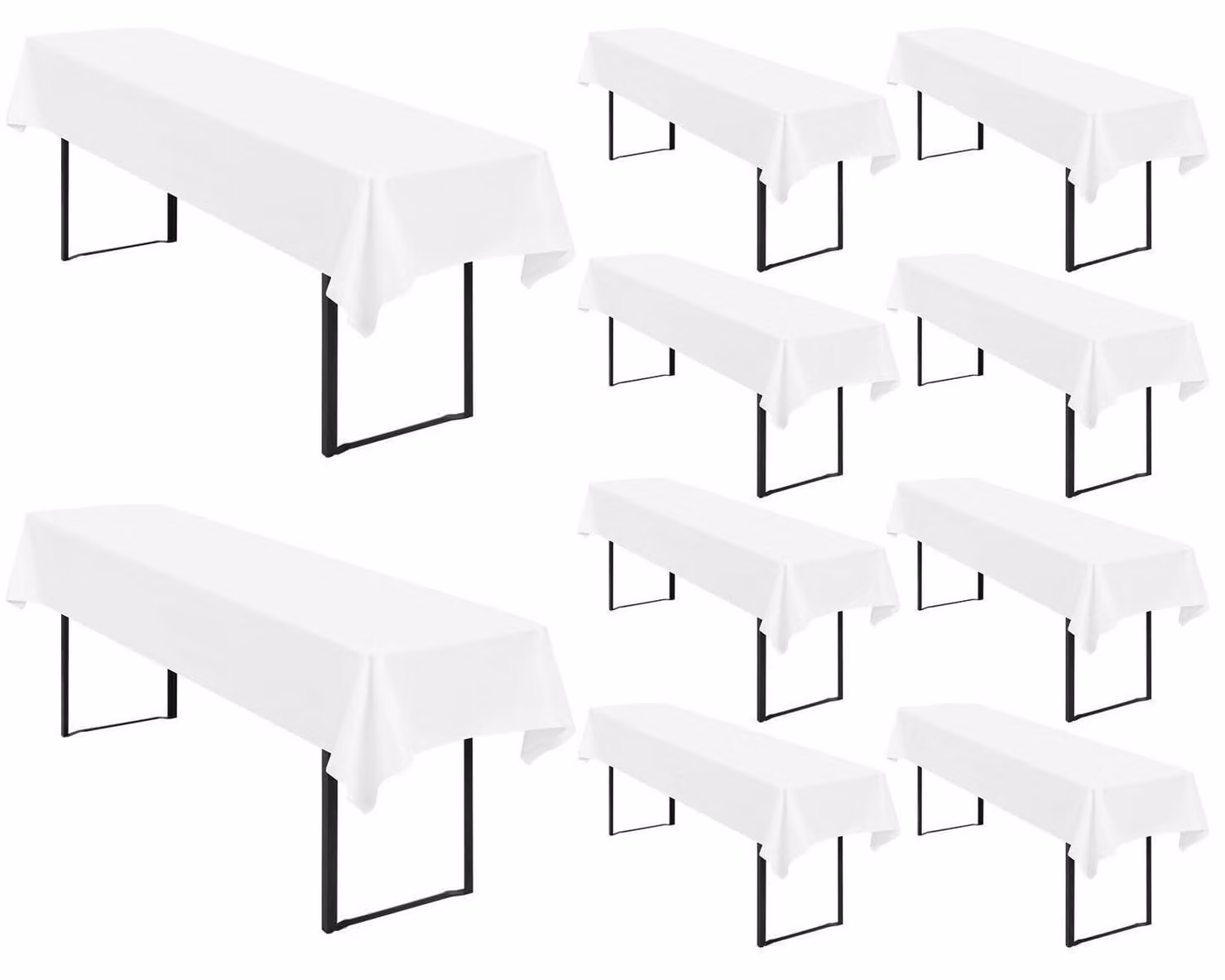 Tovaglia per birreria, set da 10 pezzi, colore bianco, dimensioni 100 x 250 cm, impermeabile, in poliestere