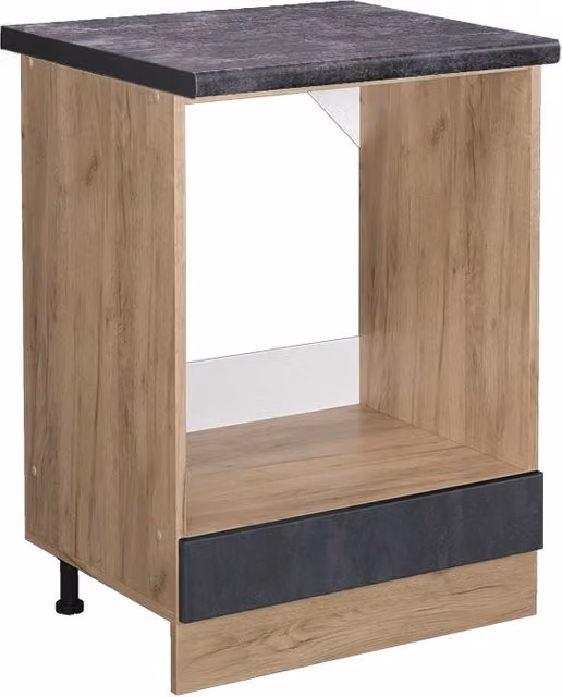Mobile per forno da incasso Vicco R-Line Calce nera e Rovere dorato con base Antracite L: 60 cm