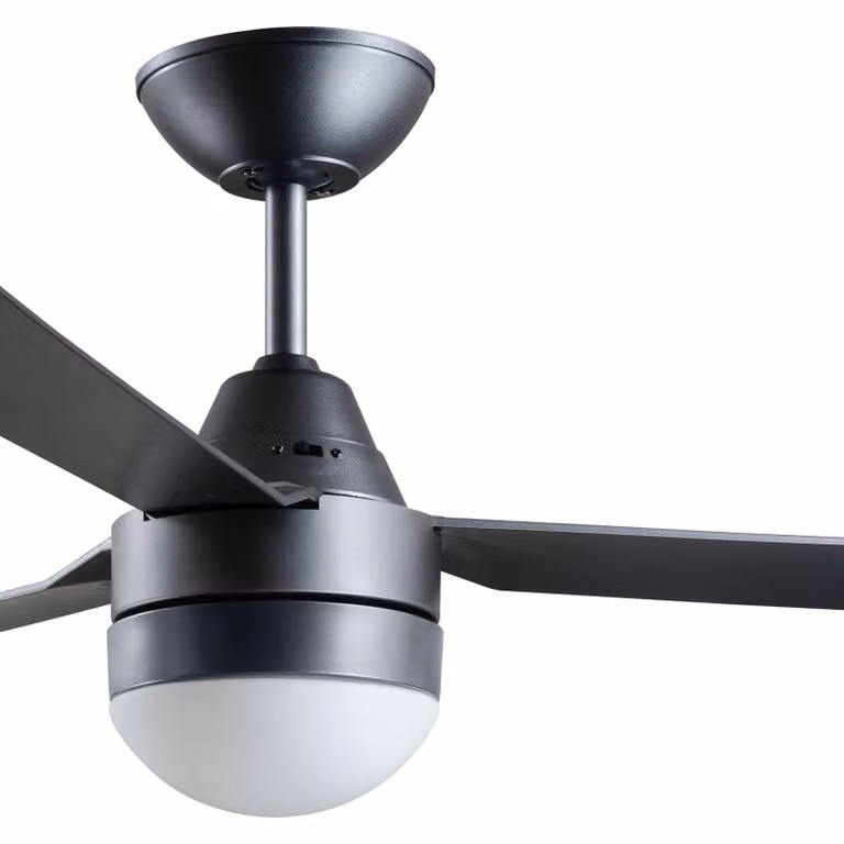 Beacon Lighting Ventilatore da soffitto con luce Megara titan 122 cm silenzioso, Alluminio / Grigio / Zincato, Soggiorno / Sala da pranzo, Plastica, Moderno