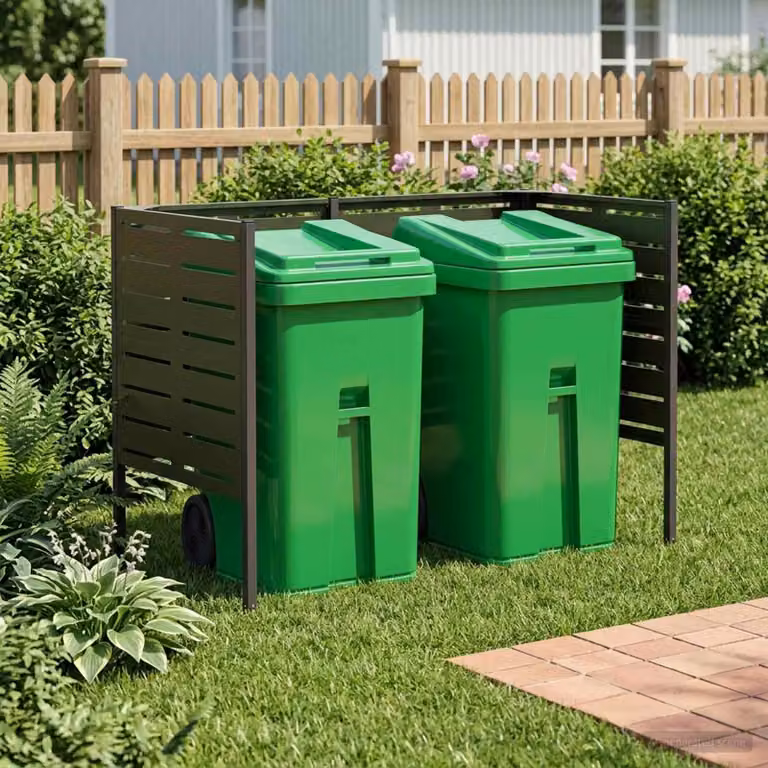 Paravent per bidoni della spazzatura vidaXL in acciaio, disponibile in verde o antracite, L: 167 cm, P: 85 cm, H: 113 cm