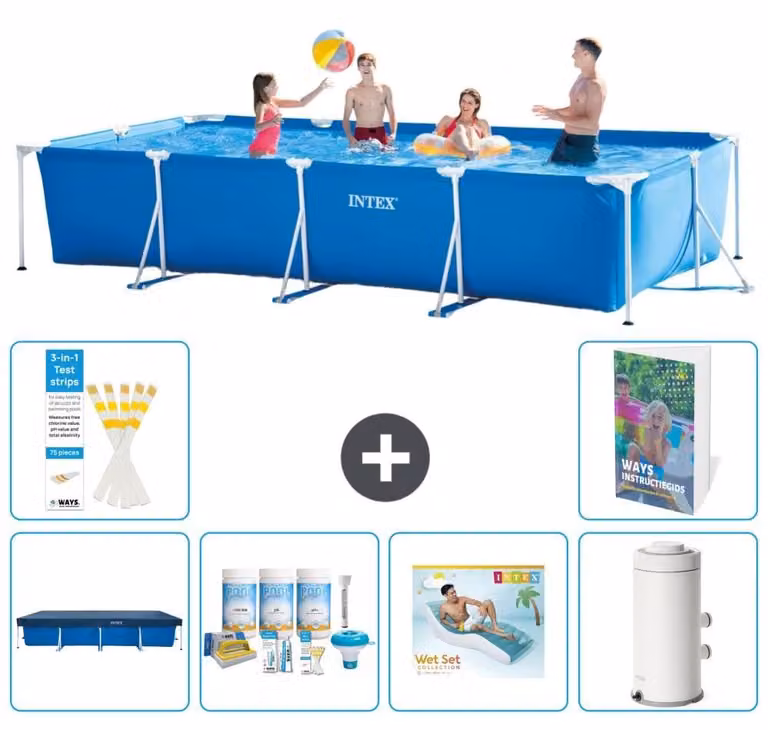 Piscina fuori terra rettangolare - 450x220x84 cm - 5 pezzi - Modello S161