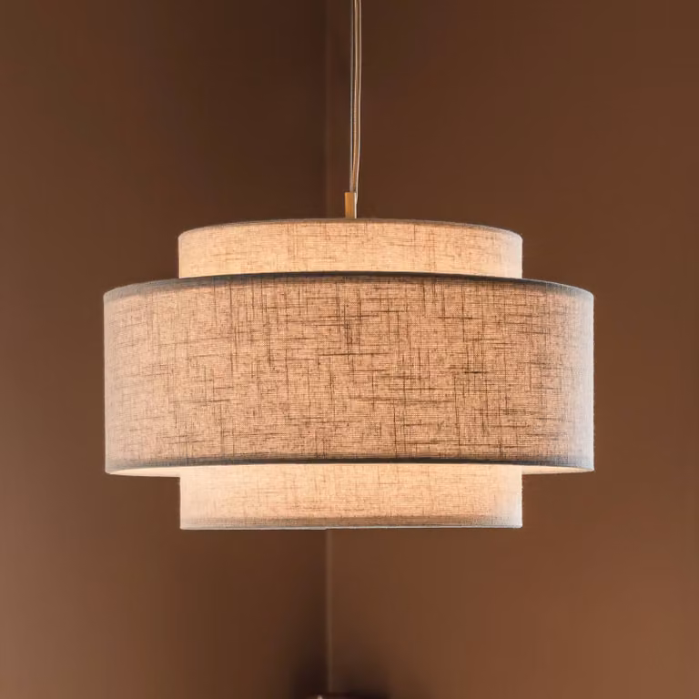 Globen Lighting Lampada a sospensione Noah Bouclé, dimmerabile, Crema / Ambra, Soggiorno / Sala da pranzo, Tessuto / Stoffa / Seta, Scandinavo, Lampada a sospensione