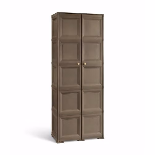 MA MAISON Armadio in Plastica 79 x 43 x 203 cm con 5 Moduli – Mobile Alto Contenitore Salvaspazio per Organizzazione Casa, Zona Living e Ingresso (Wengé)