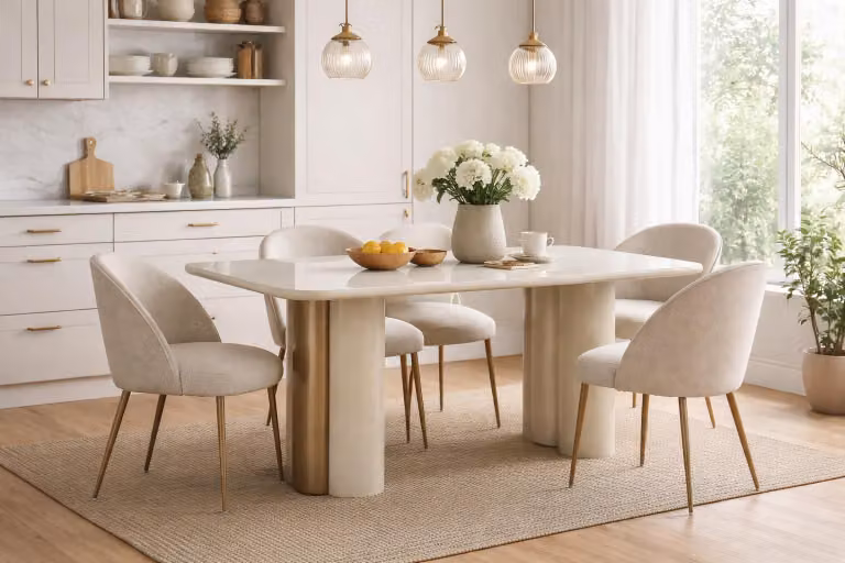 Tavolo da cucina bianco - Lussuoso tavolo da pranzo - Tavolo da pranzo in legno