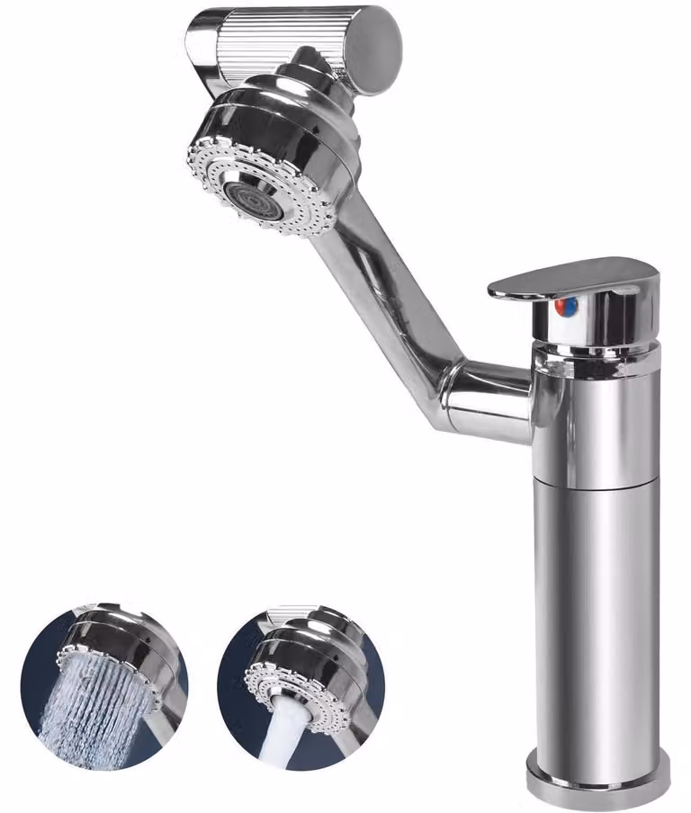 Rubinetto da cucina, flessibile, rotazione a 360°, colore argento/nero