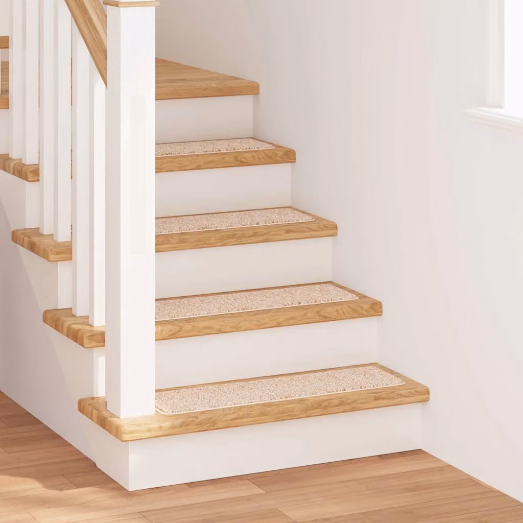 Set di 15 tappetini antiscivolo per scale vidaXL in polipropilene, colore beige, L: 75 cm x P: 20 cm