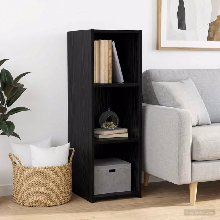 Credenza moderna vidaXL in legno ingegnerizzato MDF, colore nero opaco, L/P/H: 30 x 41 x 93 cm