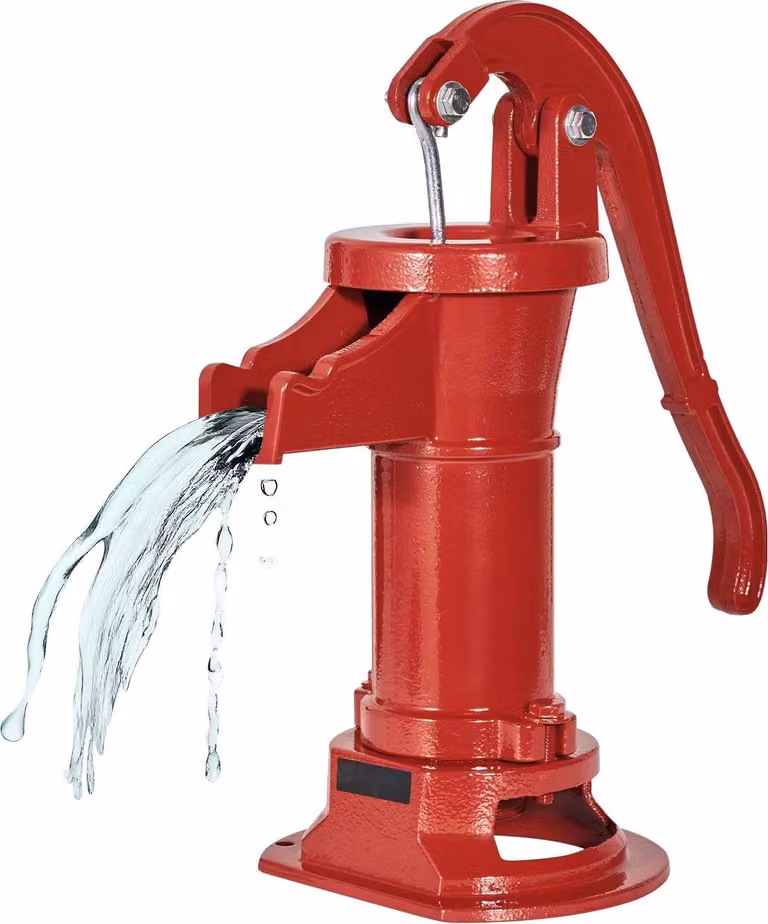 Pompa a bilanciere - Pompa manuale/pompa per pozzi - Ghisa - Prevalenza 7,6 m - Attacco NPT 3,18 cm - Design antico/vintage - Per giardino, laghetto, cortile - Rosso