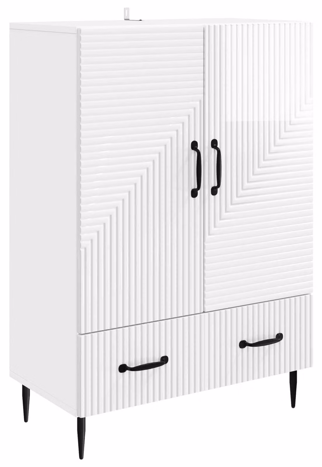 Credenza Bianco Lucido 66 x 34,5 x 95 cm Legno ingegnerizzato