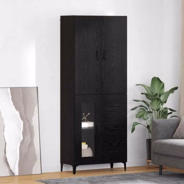 Credenza Rovere Nero 69,5 x 34 x 180 cm Legno ingegnerizzato 3416237