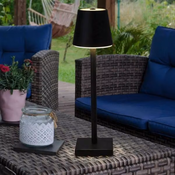 Lampada Da Tavolo Firenze Led Ricaricabile Ip44 Color Argento 38 Cm