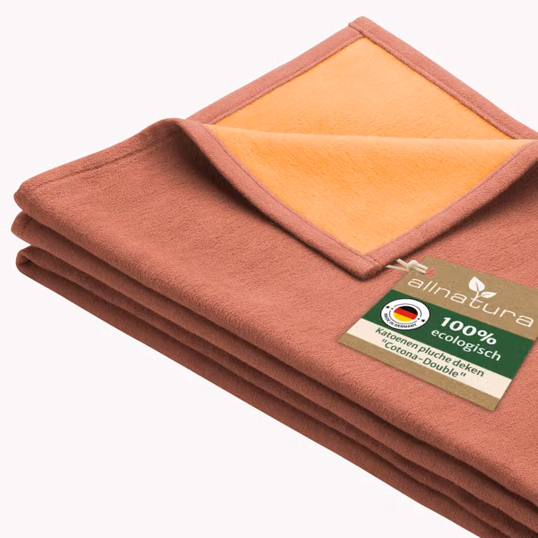Coperta in Cotonelogico, 140x200 cm, colore rosso – fronte-retro