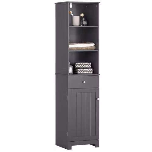SoBuy Mobile Bagno Salvaspazio Colonna Bagno 3 Ripiani Cassetto 40x161x35cm