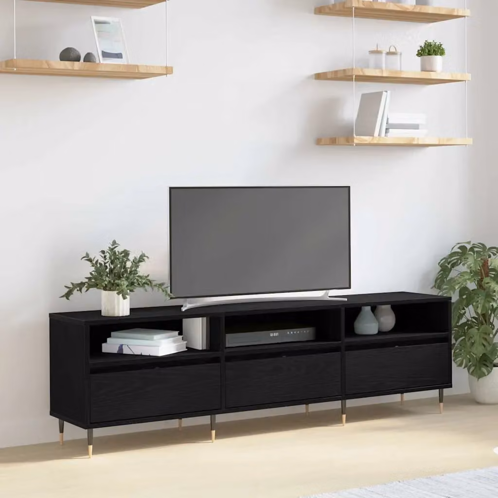 Mobile TV stand vidaXL in legno e metallo nero e rovere, L 150 x P 30 x H 45 cm
