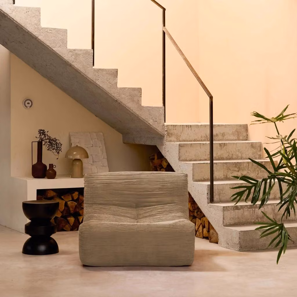Modulo per divano modulare Sweeek in velluto a coste beige e bianco L: 105 cm, P: 72 cm, H: 35 cm – 2