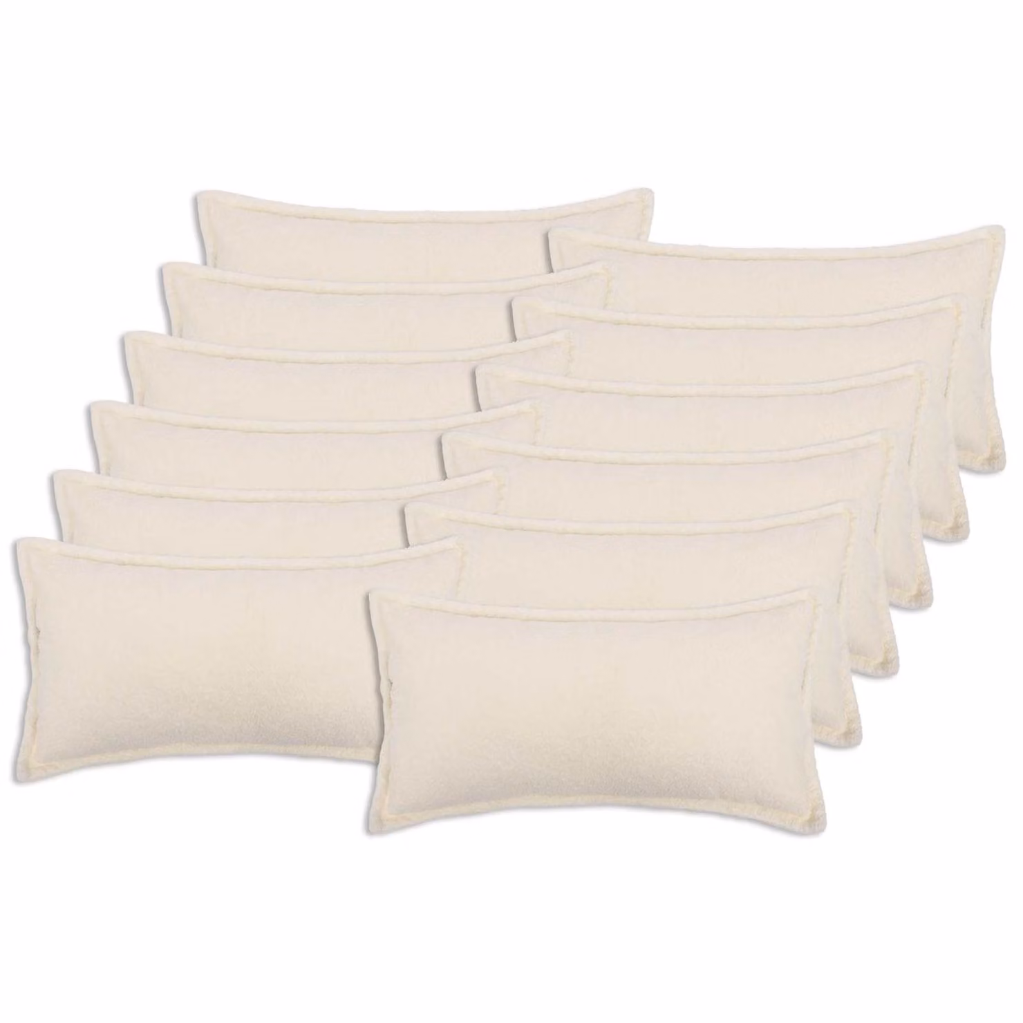 Set di 12 federe vidaXL HOUTEN color crema in tessuto bouclé, L 80 x P 40 cm
