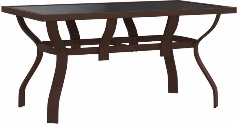 Tavolo da Giardino Marrone e Nero 140x70x70 cm Acciaio e Vetro