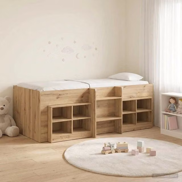 Struttura Letto Loft con Mobile 3 pz Rovere Artigianale 3423413