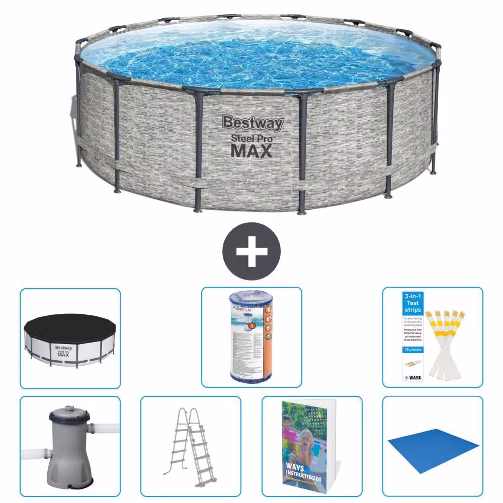 Piscina gonfiabile Bestway Steel Pro MAX, rotonda, 427x122 cm, composta da 6 parti, modello S594
