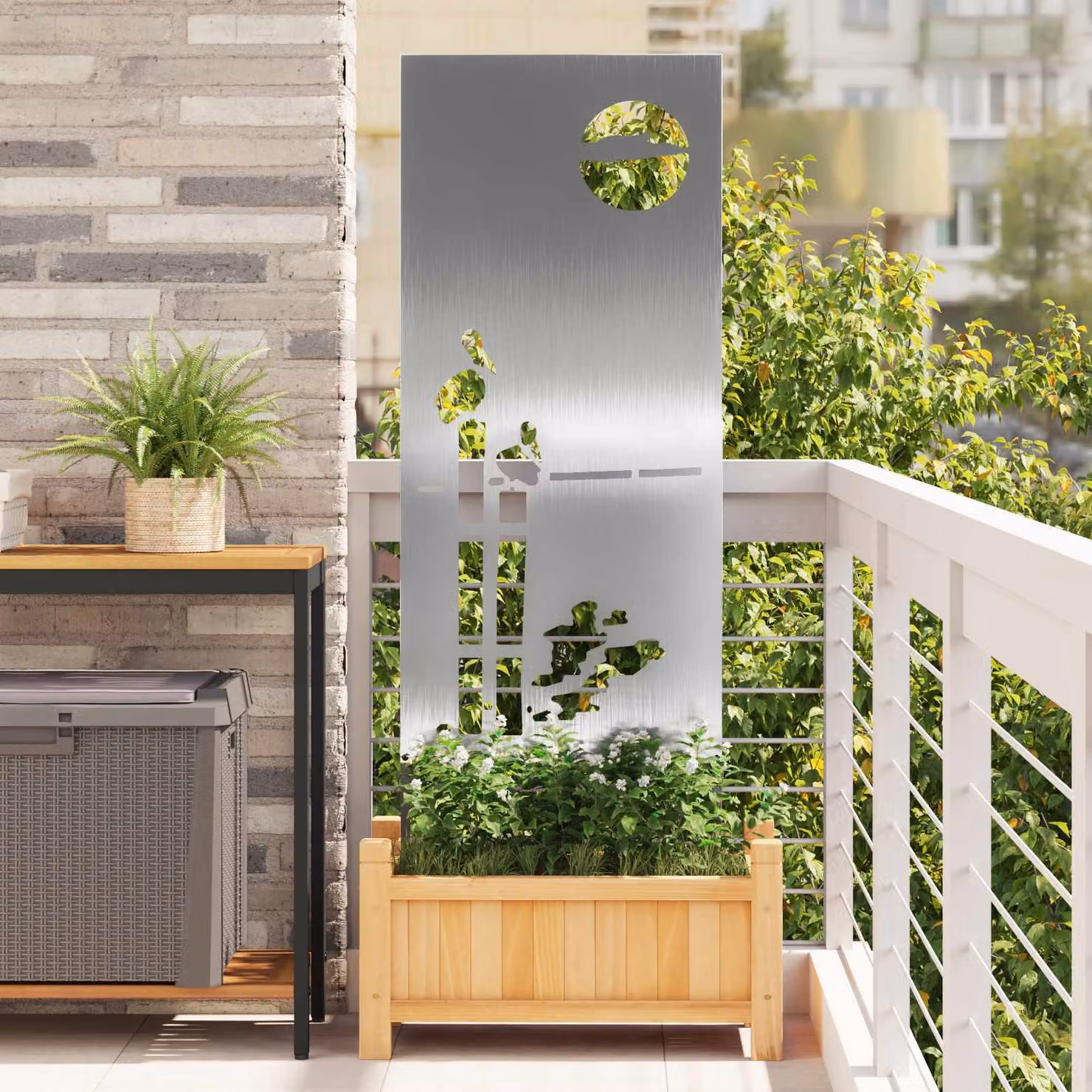 vidaXL Paravento per privacy in giardino in acciaio inossidabile Argento L: 50 cm, H: 140 cm