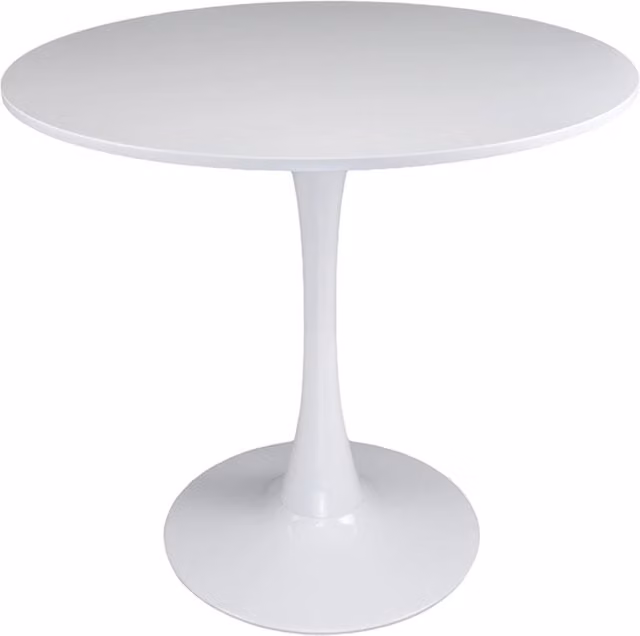 Tavolo da pranzo rotondo moderno SAMIRA in MDF e metallo, Colore: Bianco