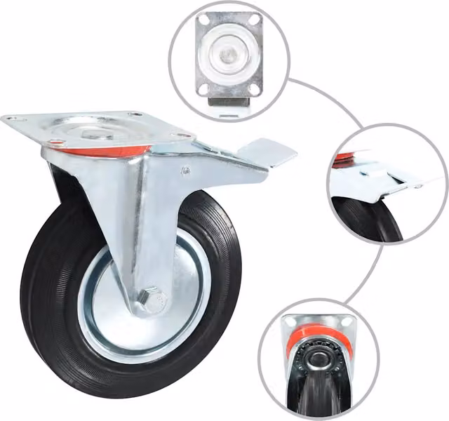 Set di 32 ruote girevoli vidaXL in gomma e zinco galvanizzato, colore nero