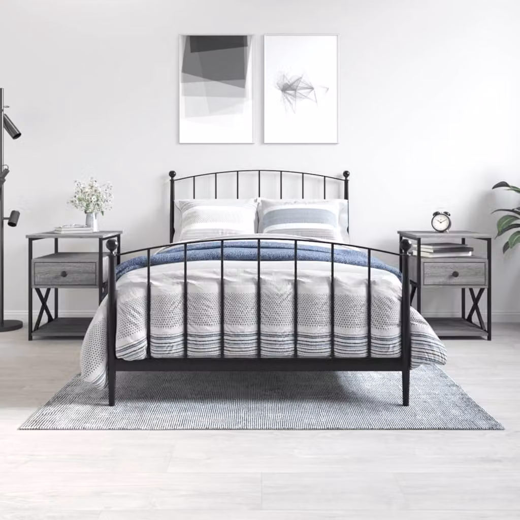 Set di 2 comodini vidaXL in legno e MDF, colore grigio, L 40 cm x P 42 cm x H 55 cm