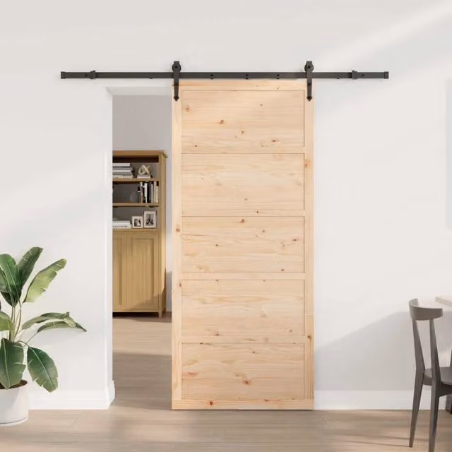Porta scorrevole moderna vidaXL in legno di pino naturale marrone L: 90 cm, H: 208 cm