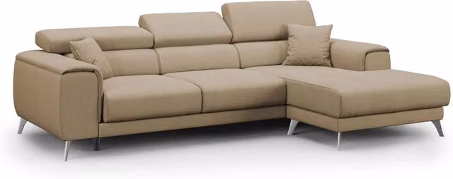 Divano angolare Fusion Divani.Store con sedute scorrevoli e tessuto smacchiabile beige L 260 cm Destro – 1
